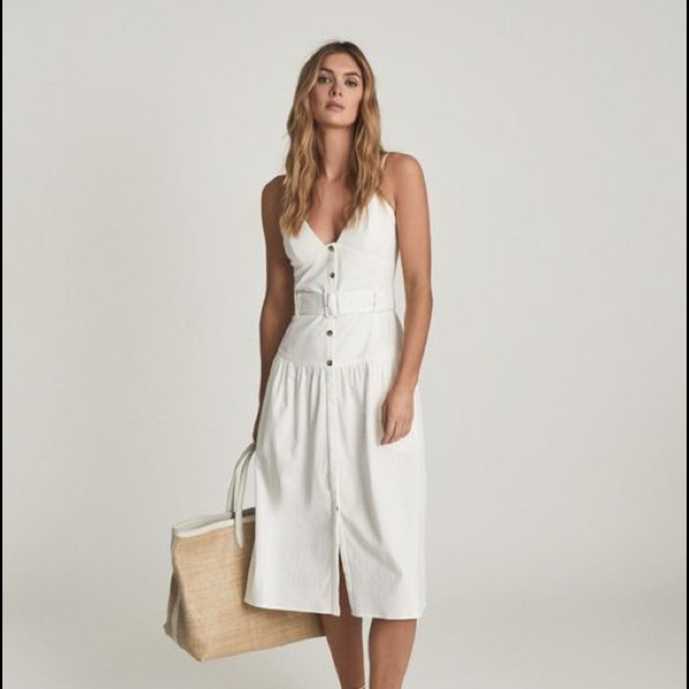 Reiss White Button-Down Dress